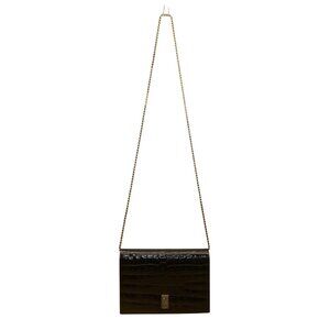 Anne Klein Women’s Black Faux Croc Pattern Cup Chain Strap Shoulder Clutch